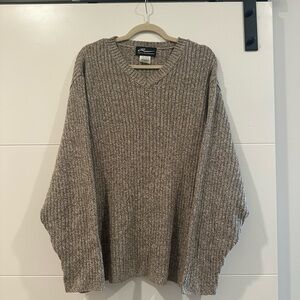 Roots Men's V-Neck Ribbed Sweater - Heather Brown